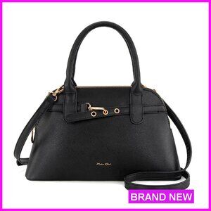 Textured Dome Satchel Crossbody Bag with Detachable Strap Hard Base